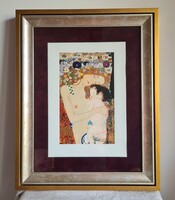 Limitált Gustav Klimt Három női kor részlet repro anya gyermek impozáns arany ezüst keretben