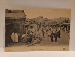 1900-as évek eleje – Tunis, Egy tér – korai ND Phot. francia gyarmati képeslap