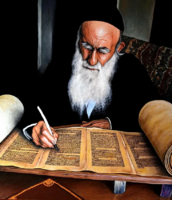 Rabbi tóratekercs fölött – Realista olajfestmény (90×90 cm)