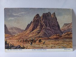 Sínai-hegy, 1909 – német színes képeslap karavánnal, Palästina-sorozat, bélyeggel,