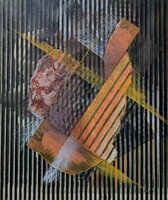 Mráz János: Metamorfózis - geometrikus absztrakt alkotás, fehér keretben