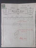 Antik számla 1899-ből Reich és Knur ácsmesterek Bp. Rochus utcza, létráról és szegről