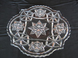 Vastag üveg asztalközép kínáló süteményes tál