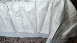 1918 INDÁS SZECESSZIÓS SELYEM DAMASZT + MONOGRAM ÓRIÁS 2 X 225 cm ABROSZ + 18 DB SZALVÉTA AVATATLAN