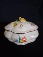 HERENDI: VIRÁG MINTÁS BAROKK BONBONIER SZÉP KÉZI FESTÉSSEL, HIBÁTLAN JELZETT, 13 CM