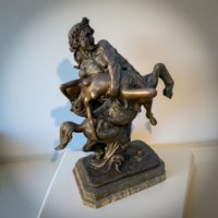 Auguste Rodin és Carrier-Belleuse nyomán - Hippodameia elrablása bronz szobor márvány talapzaton