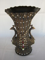 Díszes madaras pávás váza 30 cm