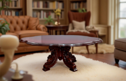 Angyalos ovális cakkozott lapú dohányzóasztal