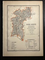 Bars vármegye térképe Hátsek 1880. A magyar szent korona országainak megyei térképei. Felvidék