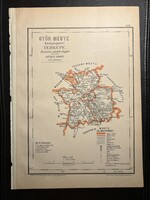 Győr vármegye térképe Hátsek 1880. A magyar szent korona országainak megyei térképei.