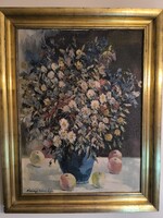 Tihanyi János Lajos (1892-1957) Virág csendélet, olaj vászon, 75 x 95cm