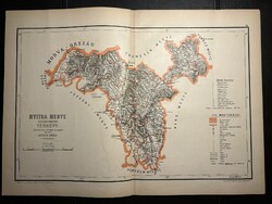 Nyitra vármegye térképe Hátsek 1880. A magyar szent korona országainak megyei térképei. Felvidék