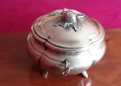 Ezüstözött cukordoboz P. Lauer szignóval, 1900 körüli