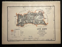 Liptó vármegye térképe Hátsek 1880. A magyar szent korona országainak megyei térképei. Felvidék