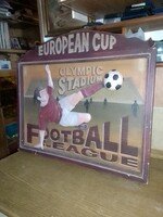Football european cup fa fali tábla kép dombor, 1953 Róma Aranycsapat győzelmével (AI) 70x60 cm
