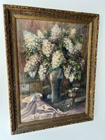 Komáromi Kacz Endréné Orgonás csendélet gyöngysorral