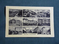 Képeslap,Veszprém,Viadukt híd,vár,könyvtár,iskola,megyeháza,városi látkép,részlet,1955-