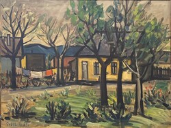 Orosz Gellèrt (1919-2002) Park, olaj, vászon, jelzett (1961) 80x60cm