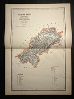 Trencsén vármegye térképe Hátsek 1880. A magyar szent korona országainak megyei térképei. Felvidék