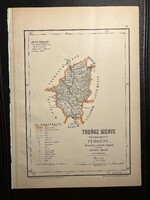 Turóc vármegye térképe Hátsek 1880. A magyar szent korona országainak megyei térképei. Felvidék