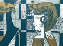 Szász Endre ritka grafikája, aláírt, kiváló állapotban