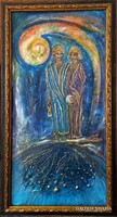 Award-winning artist's, 2 symbolist paintings by Zsófia Károlyfi (1952)