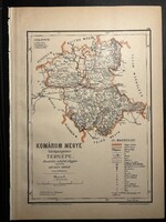Komárom vármegye térképe Hátsek 1880. A magyar szent korona országainak megyei térképei. Felvidék