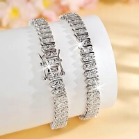 Moissanite Gyémánt Köves 20 Karátos Karkötő 925 Tiszta Ezüst Hipoallergén + Ékszerdoboz Új!