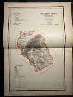 Pozsony vármegye térképe Hátsek 1880. A magyar szent korona országainak megyei térképei. Felvidék