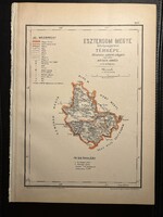 Esztergom vármegye térképe Hátsek 1880. A magyar szent korona országainak megyei térképei. Felvidék