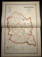 Bács-Bodrog vármegye térképe Hátsek 1880. A magyar szent korona országainak megyei... Délvidék