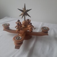 Retro lakkozott fa adventi gyertyatartó /NDK termék/ 1960-as évek