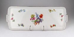 1X748 Régi virágmintás Zsolnay süteményes kínáló tálca 40 x 16 cm