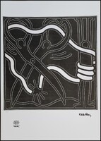 Keith Haring - Scissors black and white - litográfia- 50x35 cm
