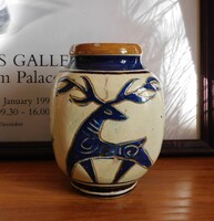 Korondi Molnos Margit csodaszarvasos kerámia váza 60-as évek