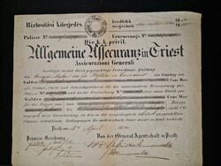 1854, szép biztosítási kötvény Pestről