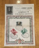 Horthy Miklós emléklap