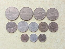 Románia 12 db Különböző Érme 5,15,25 Bani 1,3 Lej Lei 1960-1982