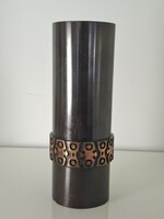 Mid century iparművészeti bronz váza csővàza 20 cm