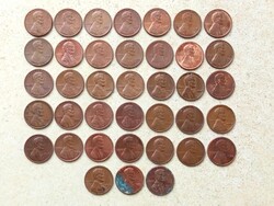 USA 38 db Különböző Érme 1 Cent Lincoln 1947-1992