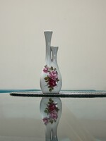 Porcelán váza - Modern kétágú - Rózsás dekorral
