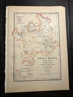 Békés vármegye térképe Hátsek 1880. A magyar szent korona országainak megyei térképei.