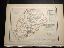Csongrád vármegye térképe Hátsek 1880. A magyar szent korona országainak megyei térképei.