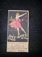 1920 körül, számolócédula, Dit-Gott rum