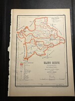 Hajdú vármegye térképe Hátsek 1880. A magyar szent korona országainak megyei térképei.