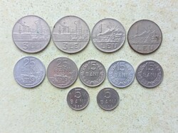 Románia 11 db Különböző Érme 5,15,25 Bani 1,3 Lej Lei 1960-1982