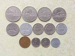 Románia 13 db Különböző Érme 5,15,25 bani 1,3 Lej Lei 1954-1982