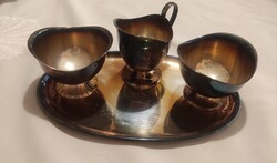 Ezüstözött háromrészes szervírozó készlet – tálcával