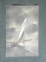 Képeslap,Szerbia,Újvidék,Novi Sad,Duna,vitorlás hajó látkép,részlet,1915-