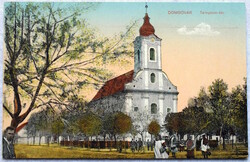 Dombóvár - Templom tér  - régi  litho képeslap